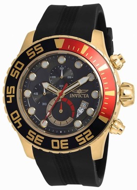 Invicta Pro Diver Chronograph Black Dial Black Polyurethane Men's Watch 19246