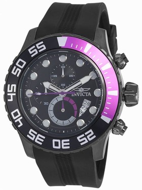 Invicta Pro Diver Chronograph Charcoal Dial Black Polyurethane Men's Watch 19250