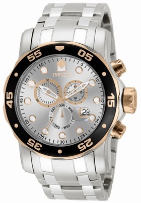 Invicta Pro Diver Chronograph Silver Dial Stainless Steel Men's Watch 80037