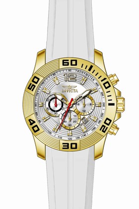 Invicta Pro Diver Chronograph Silver Sunray Dial White Silicone Men's Watch 20298