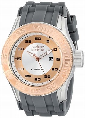 Invicta Pro Diver Rose and Silver Dial Grey Silicone Men's Watch 14832