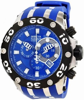 Invicta Reserve Chronograph Blue Dial Blue Rubber Men's Watch 0906
