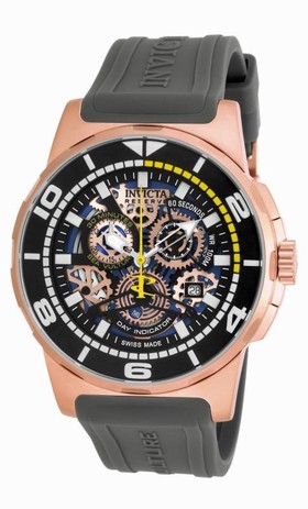 Invicta Reserve Mechanical Black Skeleton Dial Grey Polyurethane Men's Watch 18953