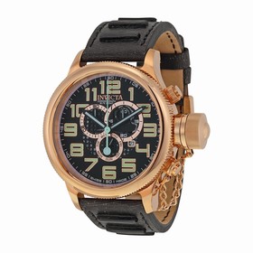 Invicta Russian Diver Chronograph Black Dial Black Leather Men's Watch 10555