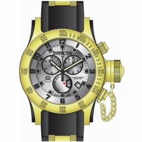 Invicta Russian Diver Chronograph Silver Dial Black Polyurethane Men's Watch 15561