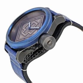 Invicta Russian Diver Distressed Black and See-thru Dial Blue and Black Leather Men's Watch 17648