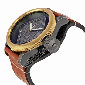 Invicta Russian Diver Distressed Gunmetal and See-thru Dial Brown and Black Leather Men's Watch 17649