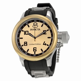 Invicta Russian Diver Gold Dial Black Polyurethane Men's Watch