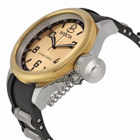 Invicta Russian Diver Gold Dial Black Polyurethane Men's Watch
