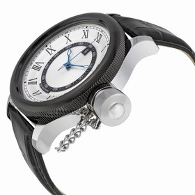 Invicta Russian Diver Silver Dial Black Leather Men's Watch 14077SYB