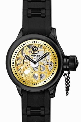 Invicta Russion Diver Gold Skeleton Dial Black Polyurethane Men's Watch 17279