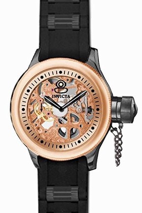 Invicta Russion Diver Rose Skeleton Dial Black Polyurethane Men's Watch 17274