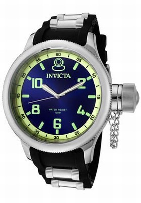 Invicta Russsian Diver Blue Dial Black Polyurethane Men's Watch 1434