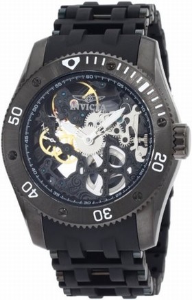 Invicta Sea Spider Mechanical Skeleton Dial Black Polyurethane Men's Watch 1263