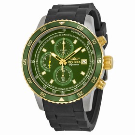Invicta Signature II Chronograph Green Dial Black Rubber Men's Watch 7397