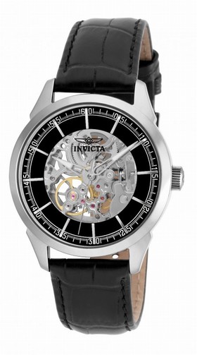 Invicta Specialty Black Skeleton Dial Black Leather Men's Watch 18130