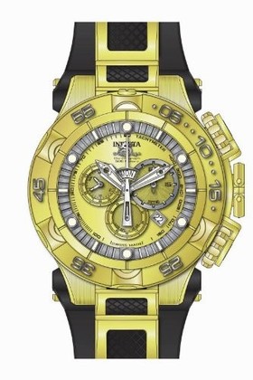Invicta Subaqua Chronograph Gold Dial Black Polyurethane Men's Watch 15926