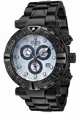 Invicta Subaqua Chronograph Platinum Mother of Pearl Dial Black Ion-plated Men's Watch 17686