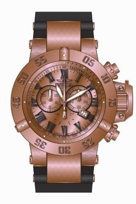 Invicta Subaqua Chronograph Rose Dial Black Silicone Men's Watch 16873