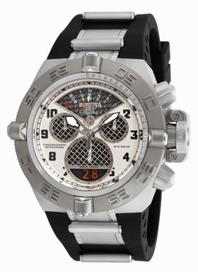 Invicta Subaqua Chronograph Silver Dial Black Polyurethane Men's Watch 16308
