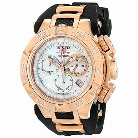 Invicta Subaqua Chronograph White Mother of Pearl Dial Black Silicone Ladies Watch 17238