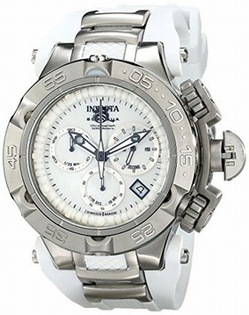 Invicta Subaqua Chronograph White Mother of Pearl Dial White Polyurethane Ladies Watch 17231