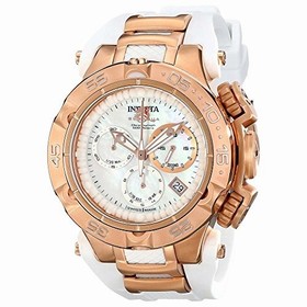 Invicta Subaqua Chronograph White Mother of Pearl Dial White Silicone Ladies Watch 17239