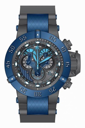 Invicta Subaqua Mechanical Chronograph Gunmetal Dial Grey Polyurethane Blue Ion-plated Men's Watch 18524