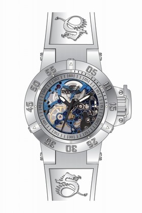 Invicta Subaqua Mechanical Silver Skeleton Dial White Silicone Men's Watch 17144