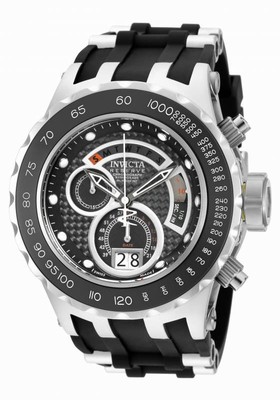 Invicta Subaqua Reserve Chronograph Black Carbon Fiber Dial Black Polyurethane Men's Watch 18547