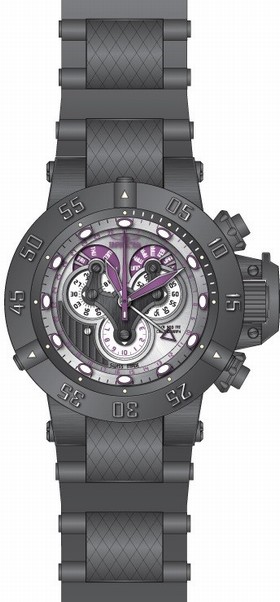 Invicta Subaqua Reserve Mechanical Chronograph Silver Dial Grey Polyurethane Gunmetal Ion-plated Men's Watch 18523