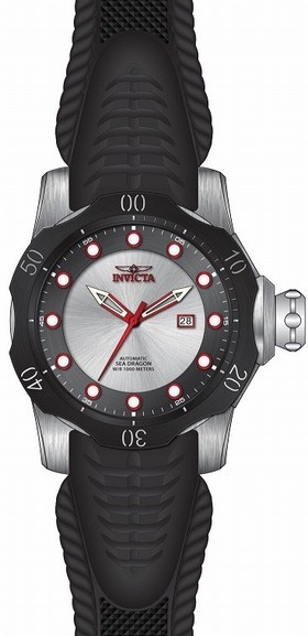 Invicta Venom Automatic Black and Silver Dial Black Silicone Men's Watch 19308