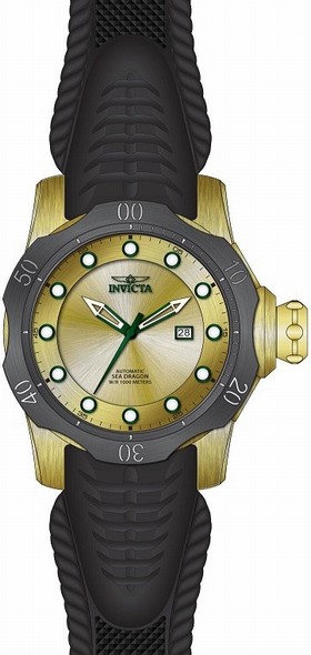 Invicta Venom Automatic Gold Dial Black Silicone Men's Watch 19315