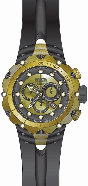 Invicta Venom Chronograph Black and Gold Dial Black Silicone Men's Watch 18452