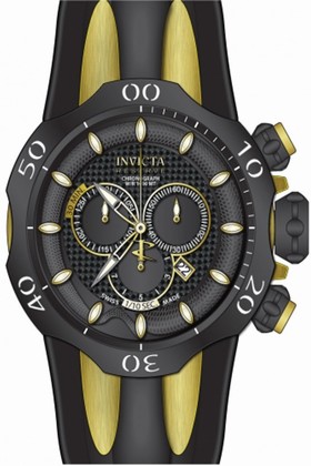 Invicta Venom Chronograph Black Carbon Fiber Dial Black Polyurethane Strap Men's Watch 13917