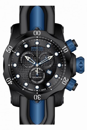 Invicta Venom Chronograph Black Dial Black Polyurethane Men's Watch 19484