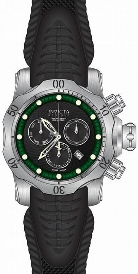 Invicta Venom Chronograph Black Dial Black Silicone Men's Watch 19006