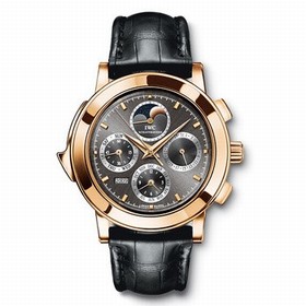 IWC Grande Complication Grey Dial 18kt Rose Gold Black Leather Men's Watch IW377025