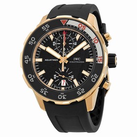 IWC Aquatimer Black Dial 18kt Rose Gold Black Rubber Men's Watch IW376905