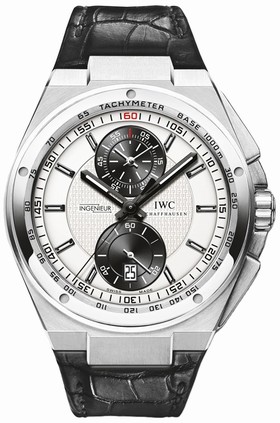Iwc Big Ingenieur Rhodium Dial Chronograph Black Leather Men's Watch IW378403