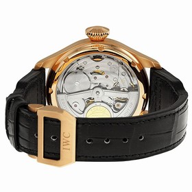 IWC Big Pilot Perpetual Bucherer Black Dial 18kt Rose Gold Black Leather Men's Watch IW502635