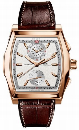IWC Da Vinci Silver Dial Brown Leather 18k Rose Gold Chrono Men's Watch IW376418