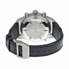 IWC Double Chronograph Pilot Black Dial Black Leather Mens Watch IW377801