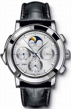 IWC Grande Complication Silver Dial Chronograph Black Leather Strap Automatic Men's Watch IW377013