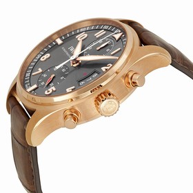 IWC Pilot Spitfire Grey Dial 18kt Rose Gold Brown Leather Men's Watch IW387803