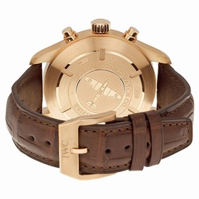 IWC Pilot Spitfire Grey Dial 18kt Rose Gold Brown Leather Men's Watch IW387803