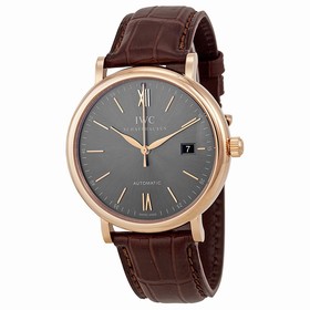 IWC Portofino Automatic Grey Dial Brown Leather Strap Men's Watch IW356511