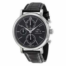 IWC Portofino Chronograph Black Dial Alligator Leather Strap Automatic Men's Watch IW391008