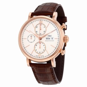 IWC Portofino Silver Dial Chronograph Brown Alligator Leather Men's Watch IW391020