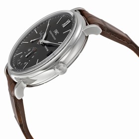 IWC Portofino Manual Wind Eight Days Black Dial Brown Leather Men's Watch 5101-02